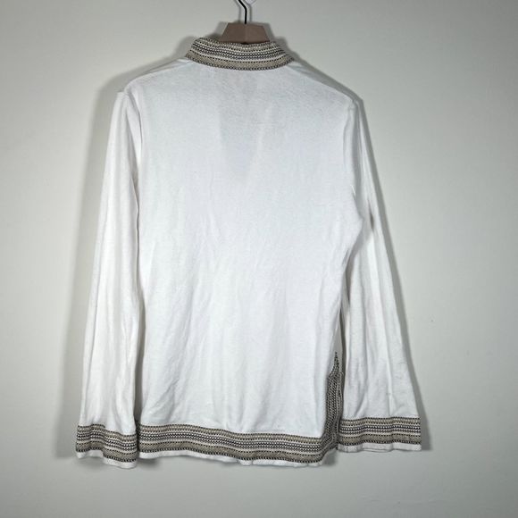 Tory Burch Womens Size Medium Embroidered Cotton Hippie Retro Bell Sleeve Disco - Picture 2 of 8